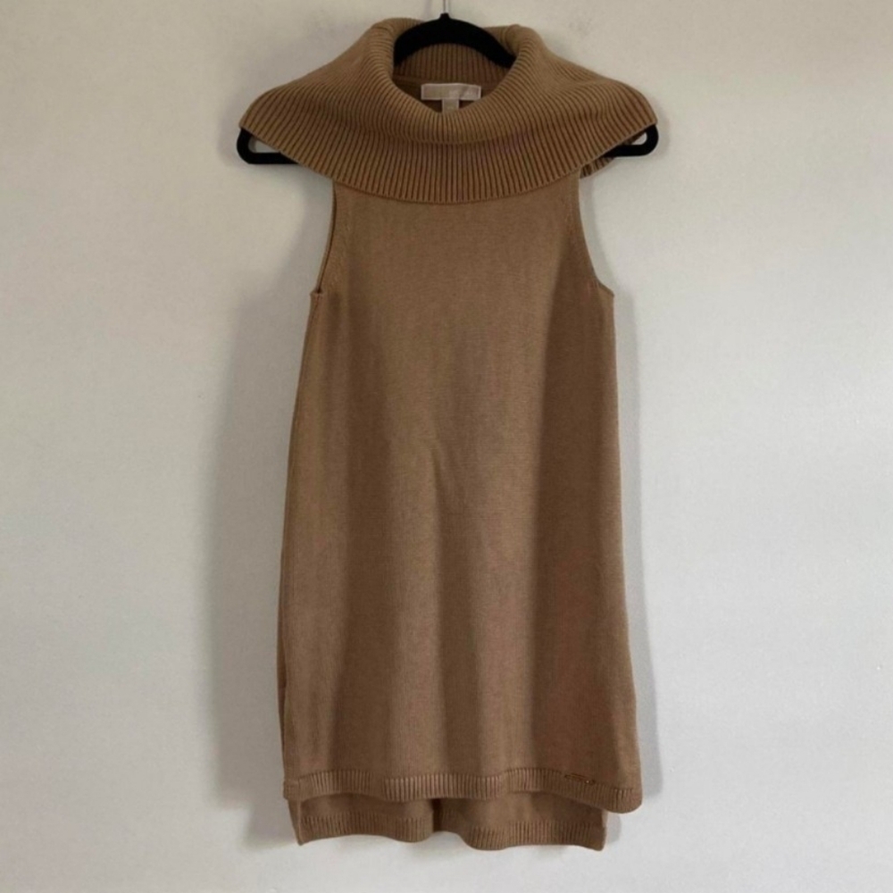 MICHAEL Michael Kors Camel Sleeveless Turtleneck Sweater